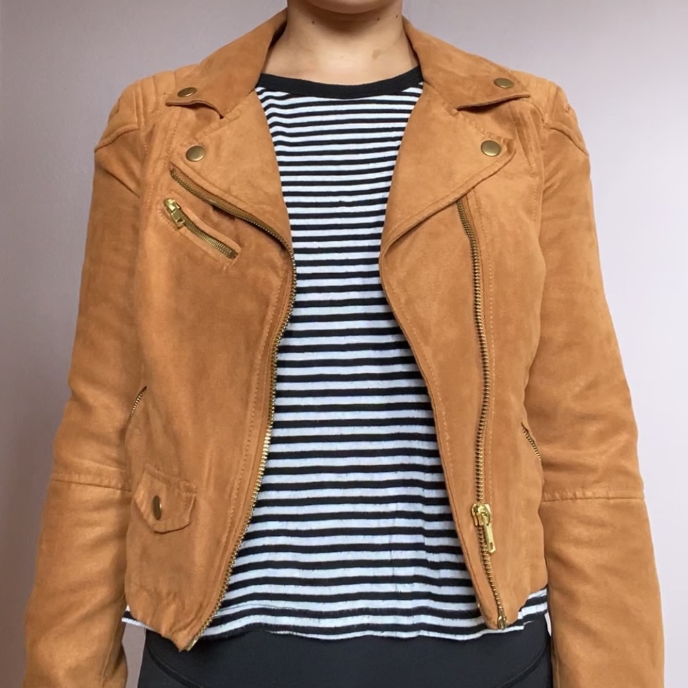 H&M Faux Suede Biker Jacket, Size US 6